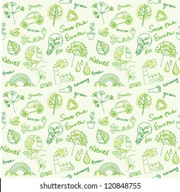 Eco vector set seamless pattern