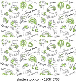 Eco vector set seamless pattern