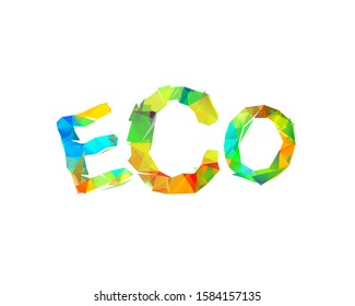 ECO. Vector word of colorful triangular letters