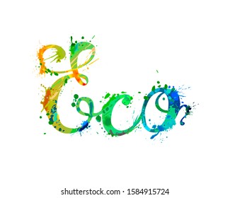 ECO. Vector word of hand written splash paint letters