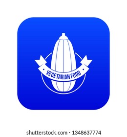 Eco vegetarian food icon blue vector isolated on white background