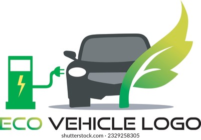 eco vehicle logo,electric car vector logo,isolated on white background and green logo and black car 