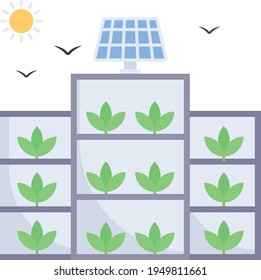 Eco Vertical farming Concept, indoor Plant Growing System Vector color Icon Design, Smart agriculture symbol on white background, Digital agriculture Sign, satellite farming stock illustration