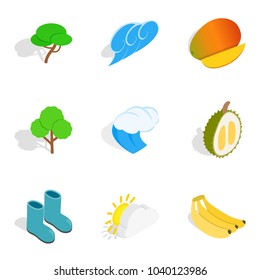 Eco viable icons set. Isometric set of 9 eco viable vector icons for web isolated on white background