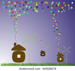 eco village. Vector. Illustration