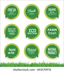 Eco Vintage Labels Bio Template Set Ökologie Retro Design