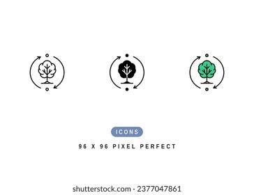 Eco Viscose Symbol. Stockillustration des Nullabfall-Labels. Vektorliniensymbole für UI-Webdesign und -Präsentation