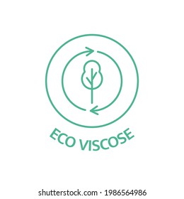 Eco viscose line icon. Sustainable clothes stamp. Fabric badge. Biodegradable symbol. Slow fashion. Quality certificate tag. Nature sticker. Natural beauty. Zero waste. Vector illustration.