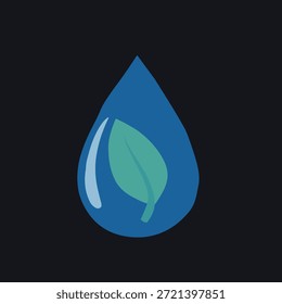 Gota de agua ecológica en estilo plano para un concepto de ambiente limpio. Ideal para la conservación del agua, la educación ecológica y las campañas de sostenibilidad.