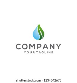 Eco Water drop leaf Logo design vector template.