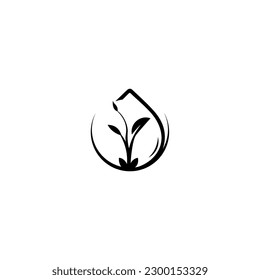 Eco Water drop leaf Logo design vector template. eco green water drop splash