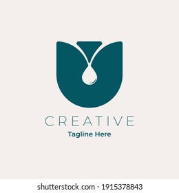 Eco water drop logotype. Leaf spa flower vector logo