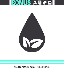 Eco water drop vector icon. Ecological symbol.