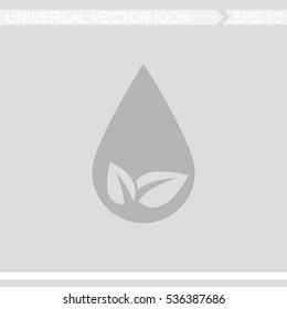 Eco water drop vector icon. Ecological symbol.