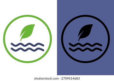Icono de hoja de agua ecológica – Símbolo de sostenibilidad ambiental