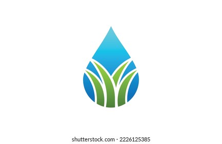 Eco Water Logo Design, Vektorvorlage. Wassertropfsymbol, Vektorgrafik. Grüne Ökologie-Logo-Design-Vektorgrafik. Einfache saubere Design Wasservektor.
