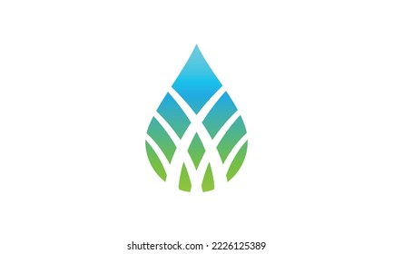 Plantilla vectorial de diseño de logotipo de agua ecológica. Símbolo de caída de agua vector. Vector de diseño del logotipo de ecología verde. Vector de agua de diseño simple y limpio.