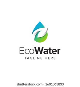 Eco water logo iconic. Branding for bio organic company, water purity, environment, herbal, health, spa, botanical, ecology, etc. Isolated logo vector inspiration. Graphic designs