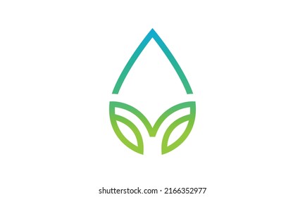 Logo de Eco Water icónico. Branding para la empresa bio-orgánica, pureza del agua, medio ambiente, hierbas, salud, spa, botánico, ecología, etc. Inspiración vectorial con logotipo aislado. Diseños gráficos