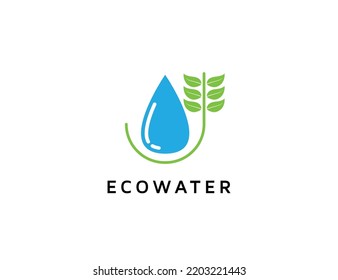 Logo de Eco Water con ilustración de diseño de hoja