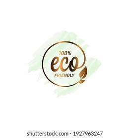 Eco watercolor design. Ecology logo with leaf on white background