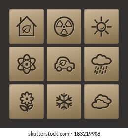 Iconos web ecológicos, conjunto de botones
