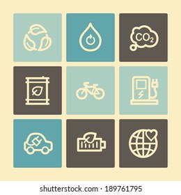 Eco web icons, buttons set