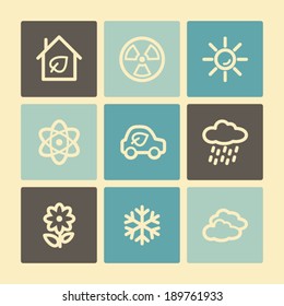 Eco web icons, buttons set