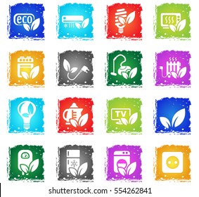 eco web icons in grunge style for user interface design