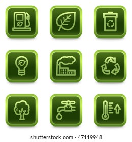 Eco web icons set 1, green square buttons series