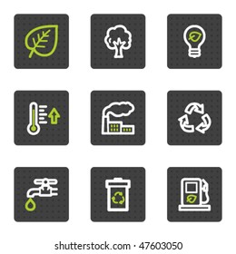 Eco web icons set 1, grey square buttons series