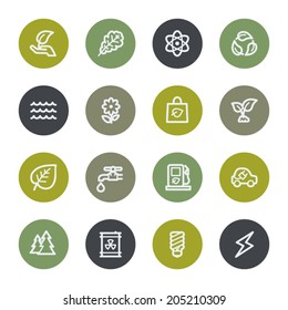Eco web icons set, color buttons