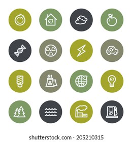 Eco web icons set, color buttons