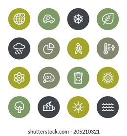 Eco web icons set, color buttons