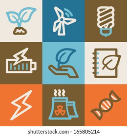 Eco web icons, vintage series