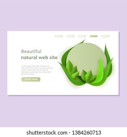 Eco web site template in paper style with circle shapes, vector illustration.