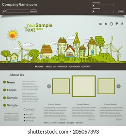 Eco website template design, vector