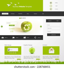Eco Website Template, Vector Illustration