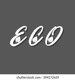 eco - white vector  icon with shadow