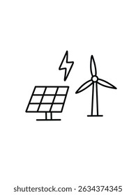 eco wind turbine,  wind energy, doodle vector illustration 