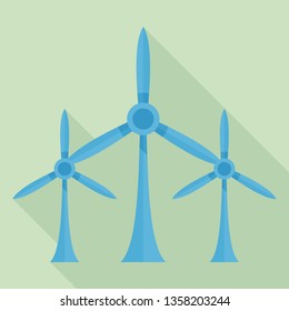 Eco wind turbine icon. Flat illustration of eco wind turbine vector icon for web design