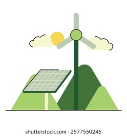 Eco wind turbine vector illustration