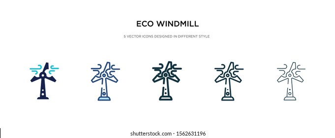 eco windmill icon in different style vector illustration. two colored and black eco windmill vector icons designed in filled, outline, line and stroke style can be used for web, mobile, ui