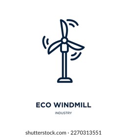 eco windmill icon from industry collection. Thin linear eco windmill, eco, windmill outline icon isolated on white background. Line vector eco windmill sign, symbol for web and mobile