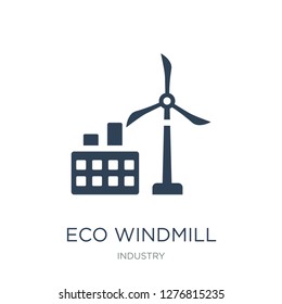 eco windmill icon vector on white background, eco windmill trendy filled icons from Industry collection, eco windmill vector illustration