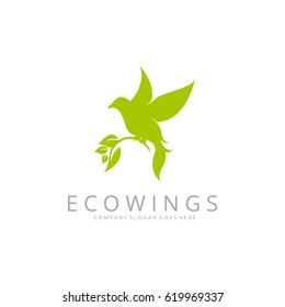 Eco wings logo. Bird logotype