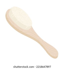 Eco wooden brush isolated at white background. Zero waste and recycle item. Body care accessory from natural material. 