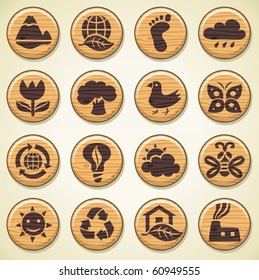 ECO. Wooden environment icons set