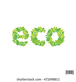 ECO word logo - create by leafs. vector file