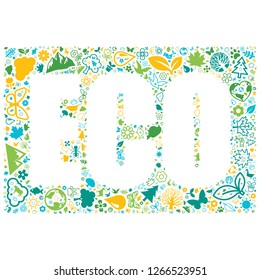Eco word in nature background, vector file for EPS10